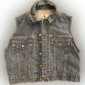 CK1 Calvin Klein Sleeveless Denim Jacket, 100% Cotton, Vintage Y2K